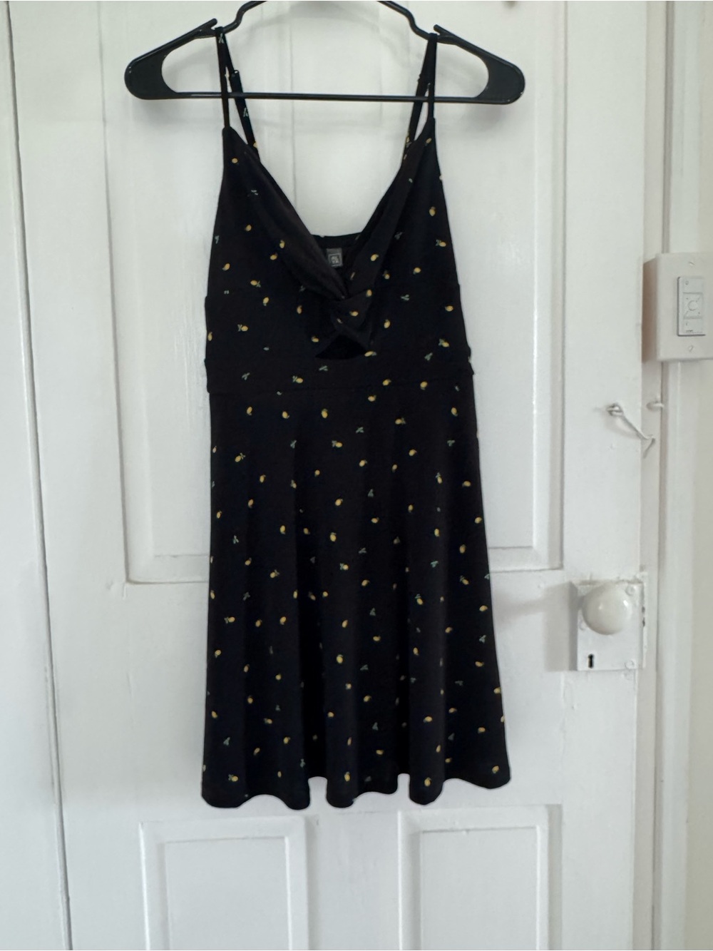 Black Spaghetti Strap Dress with Yellow Lemon Print 🍋